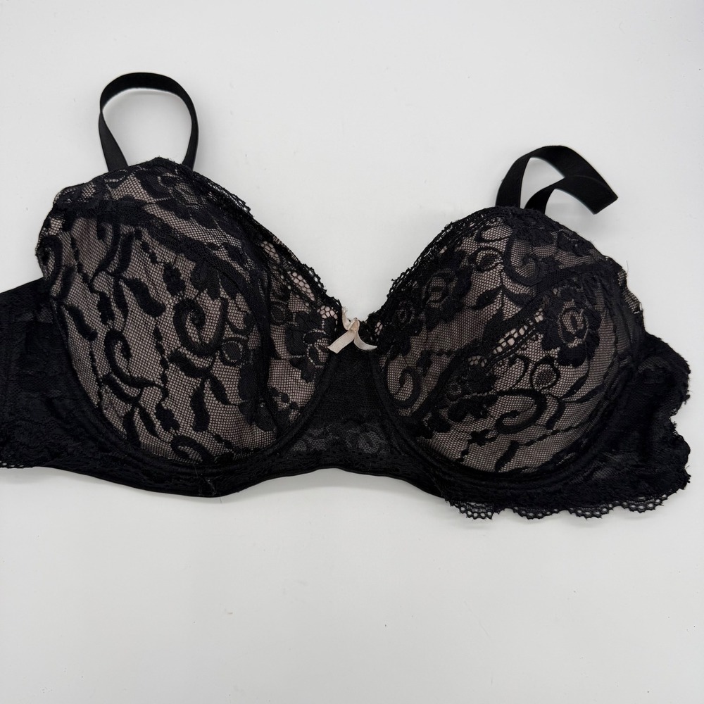 Sofra Black Floral Lace Underwire Bra 44D BR4161LD4 Womens Plus Size Intimates